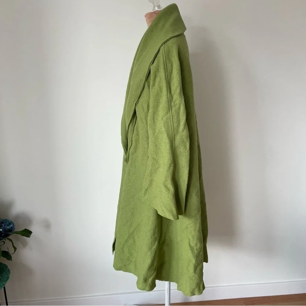 Kostron Atelier German 100% Virgin Wool Green Lagenlook Single Button Coat EUC M - Picture 2 of 11